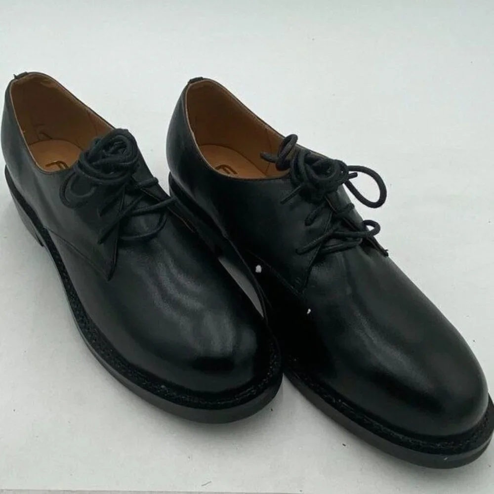 Men Leather Classic Lace up Flat Oxford Low Heel Round Toe Casual Dress Pump
